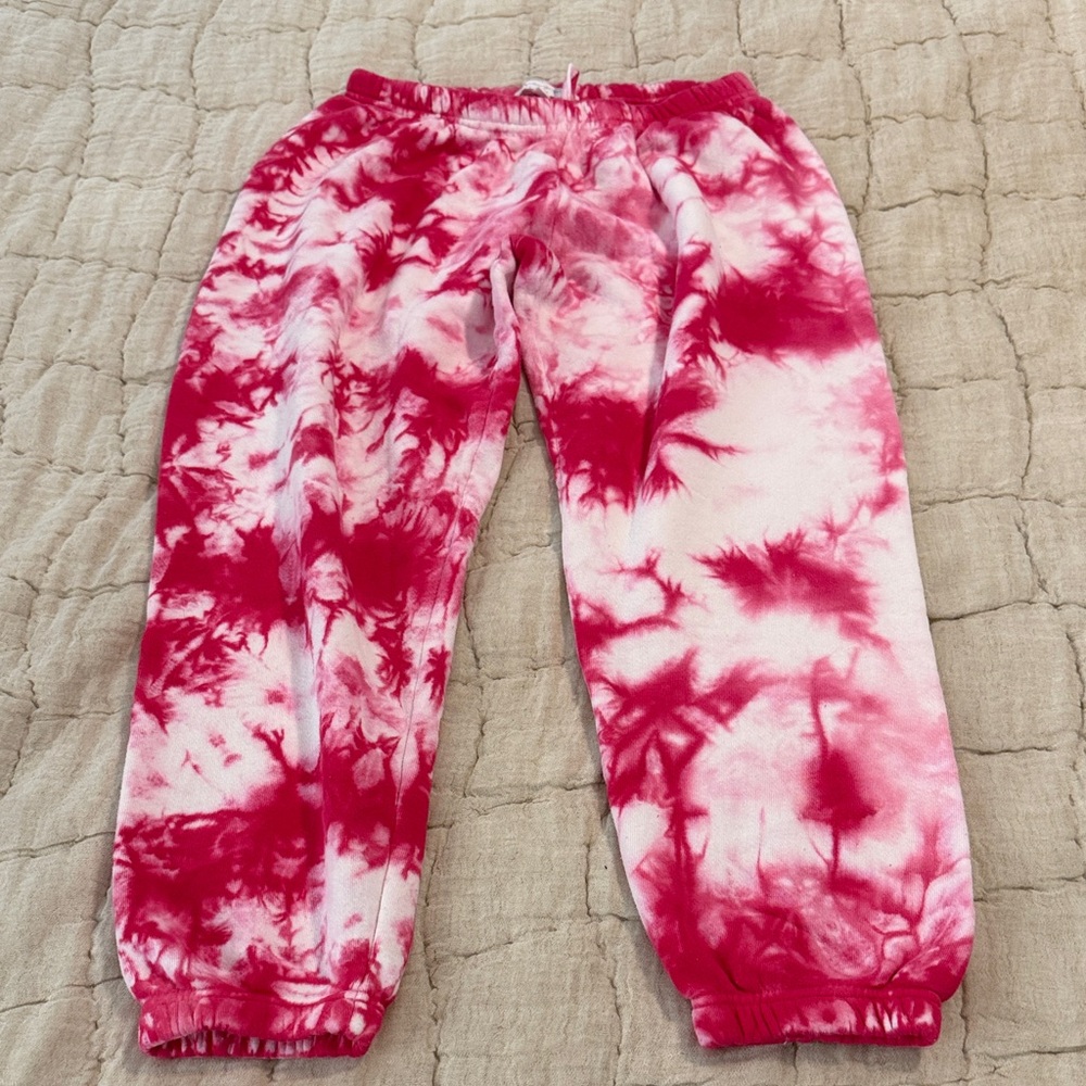 Spiritual Gangster Pink and White Tie-Dye sweatpants size medium women’s